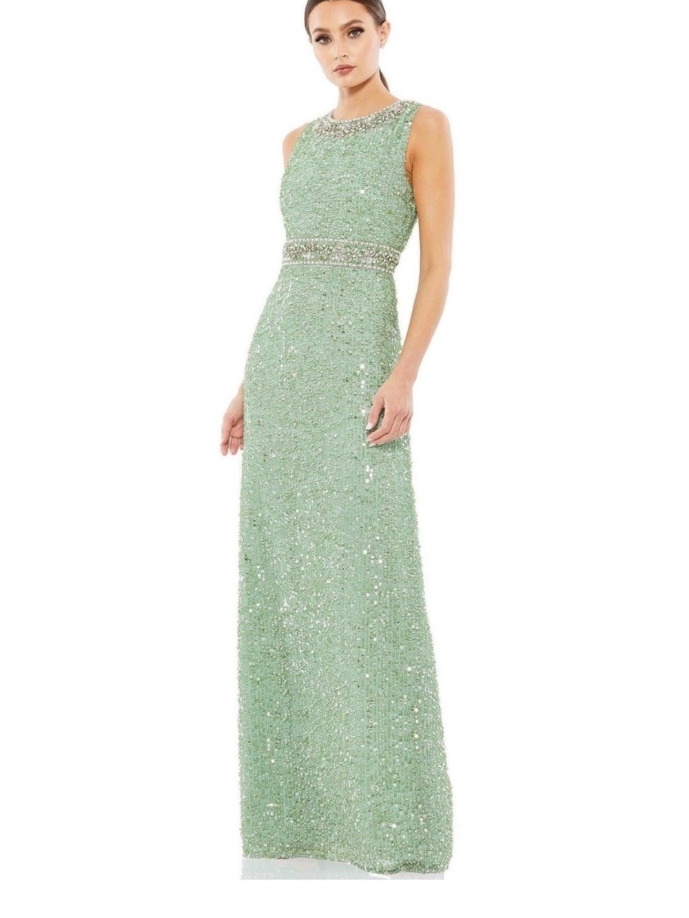 Mac Duggal Mint Green Beaded Maxi Gown 2